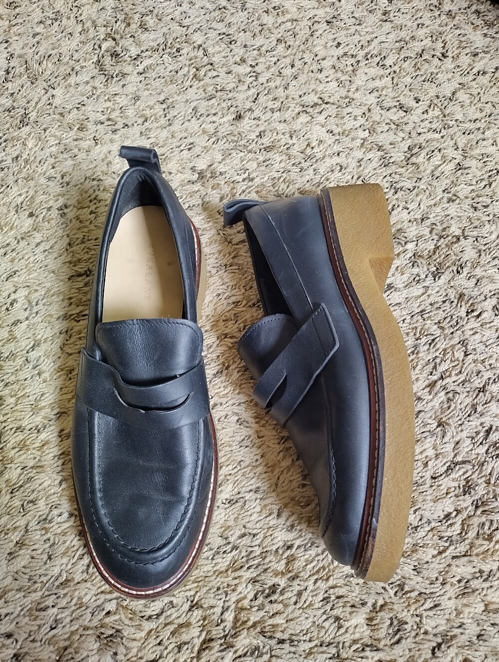 Everlane The Gum Sole Penny Loafers Black Leather Sz 10